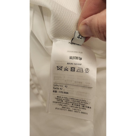 Valentino Blouse Womens 42 White Bow Balloon Sleeve Oversized Tunic Top Italy - Picture 13 of 16